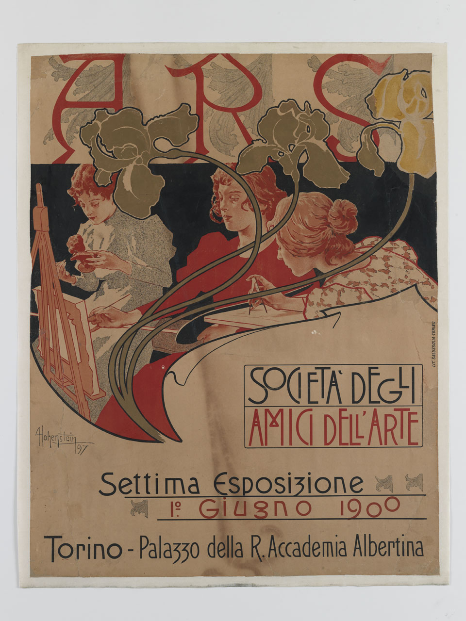 ragazze impegnate a scolpire, dipingere, disegnare (manifesto) di Hohenstein Adolf (secc. XIX-XX)