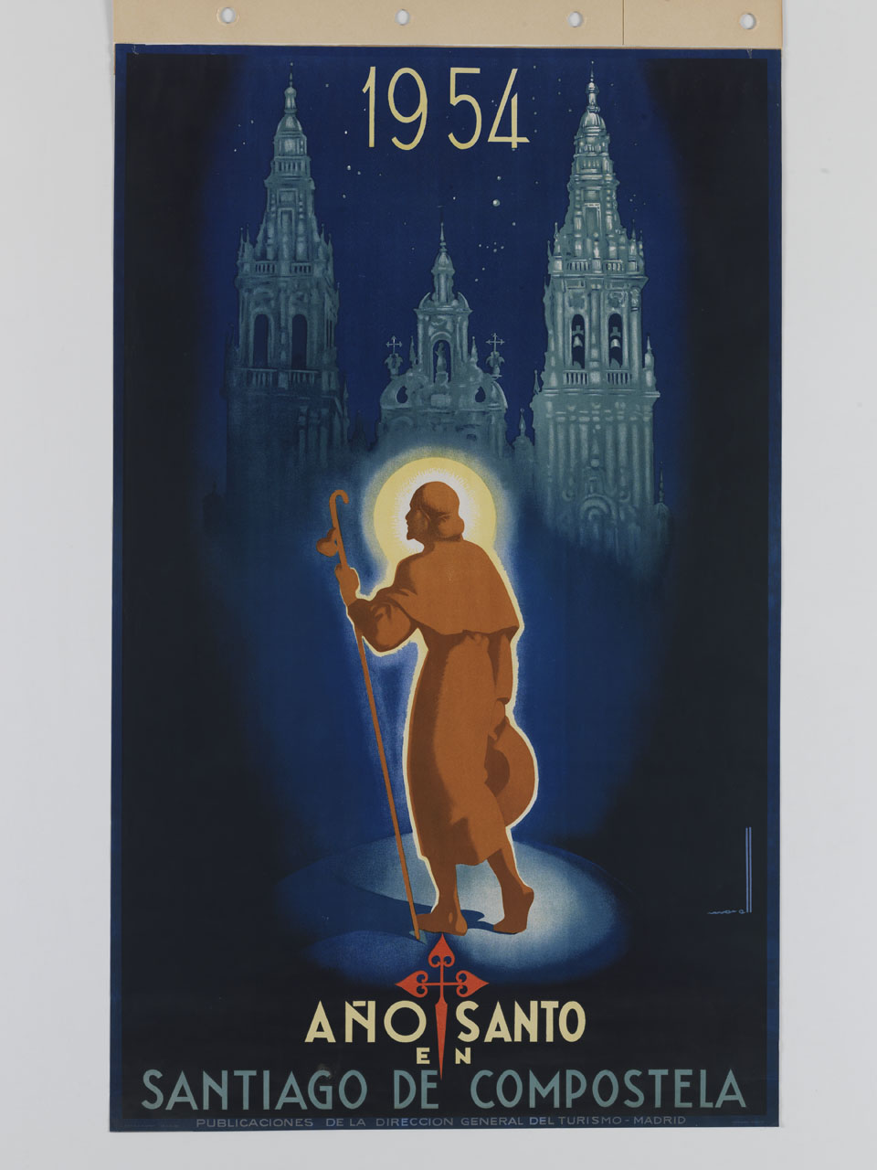 San Giacomo Maggiore in pellegrinaggio verso il santuario di Santiago di Campostela (manifesto) di Morell Macías Josep (sec. XX)