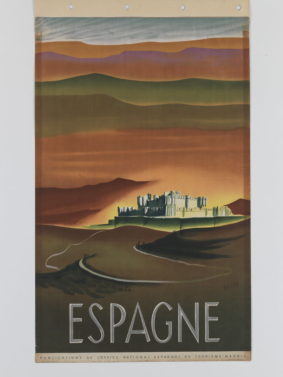 veduta del Castillo de Coca a Segovia (manifesto) di Delpy Jacques Henri (sec. XX)