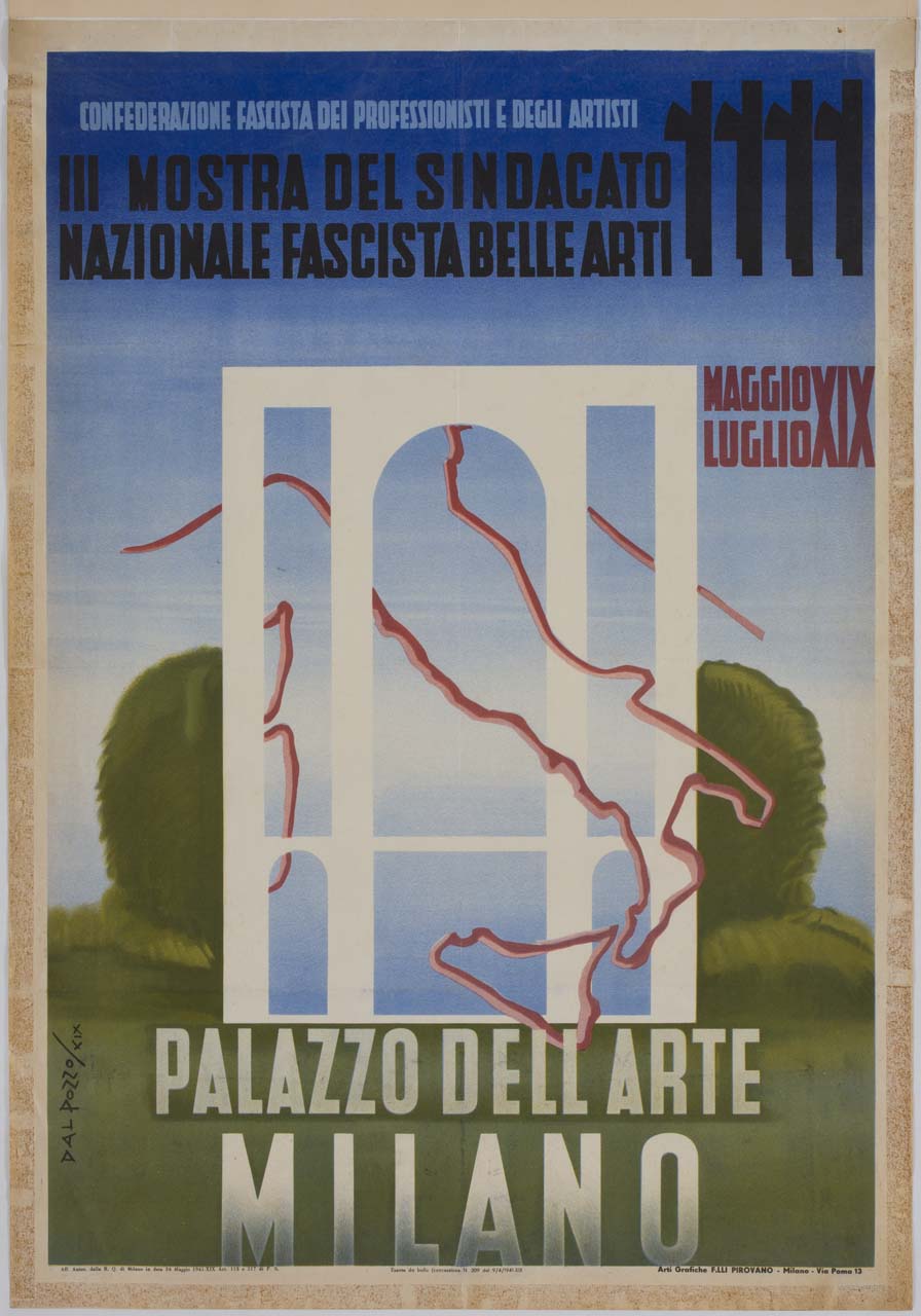 finestra in un paesaggio dalla quale fuoriesce l'Italia (manifesto) di Dal Pozzo Francesco (sec. XX)