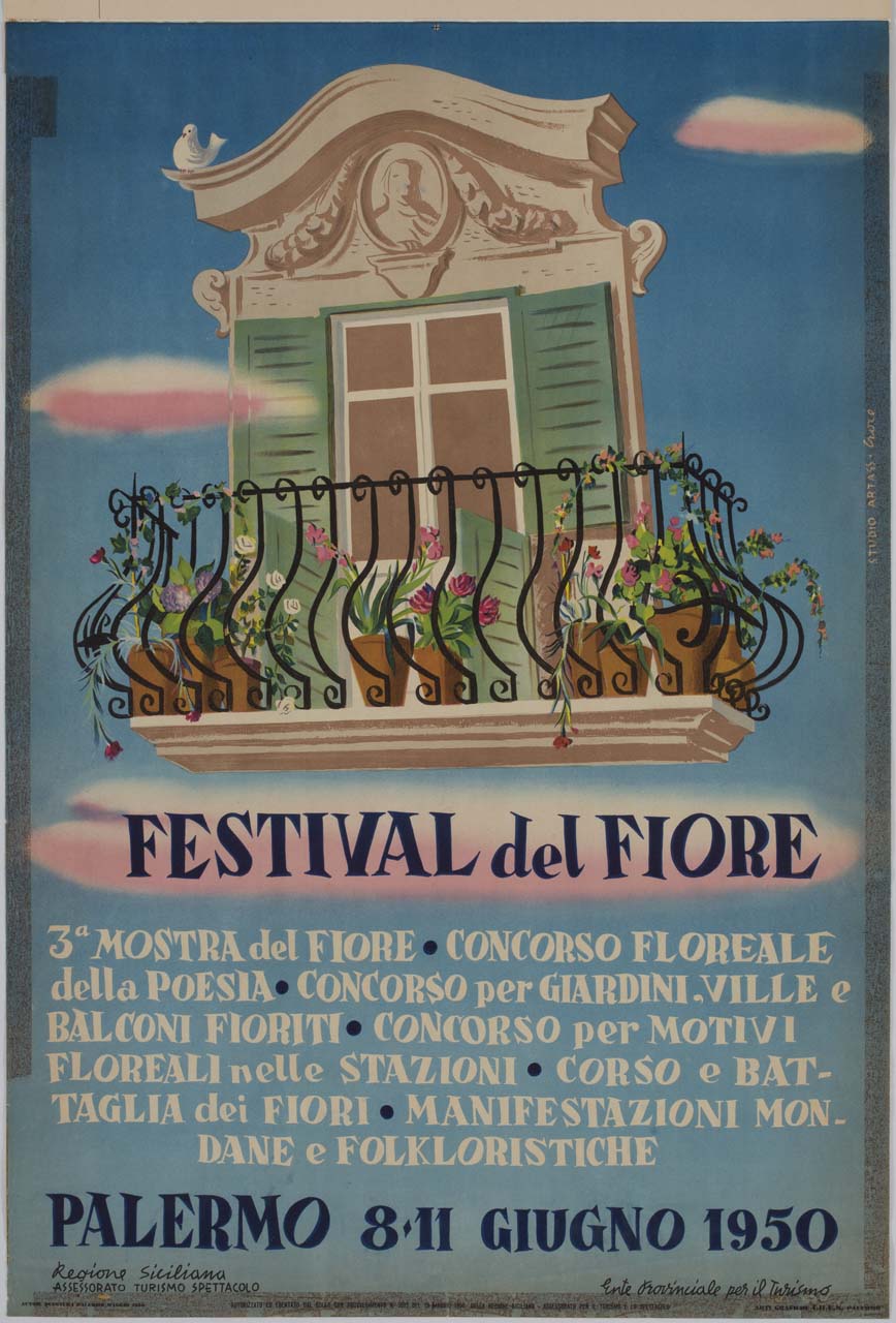 balcone fiorito (manifesto) di Studio Artass Croce (sec. XX)