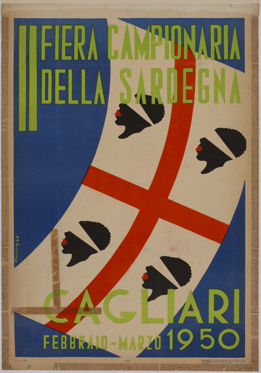 bandiera dei quattro mori (manifesto) di Loy Enzo (sec. XX)