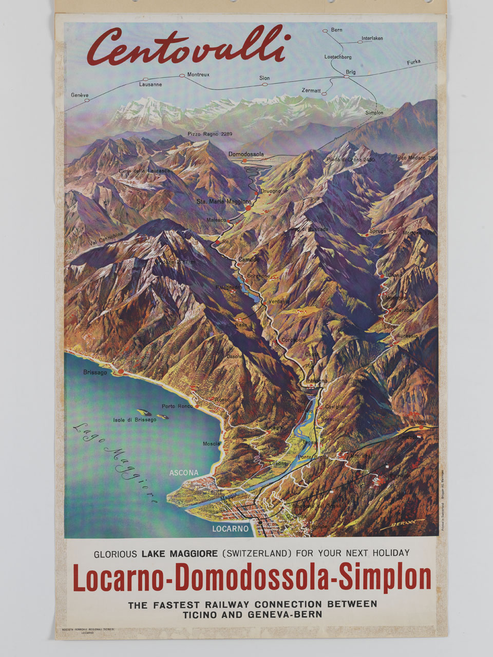veduta orografica del Lago Maggiore (manifesto) di Berann Heinrich C (sec. XX)
