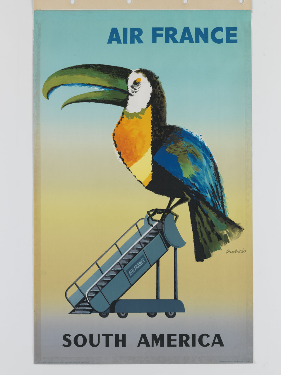 pappagallo posato su una scaletta di aereo (manifesto) di Dubois Paul Elie (sec. XX)