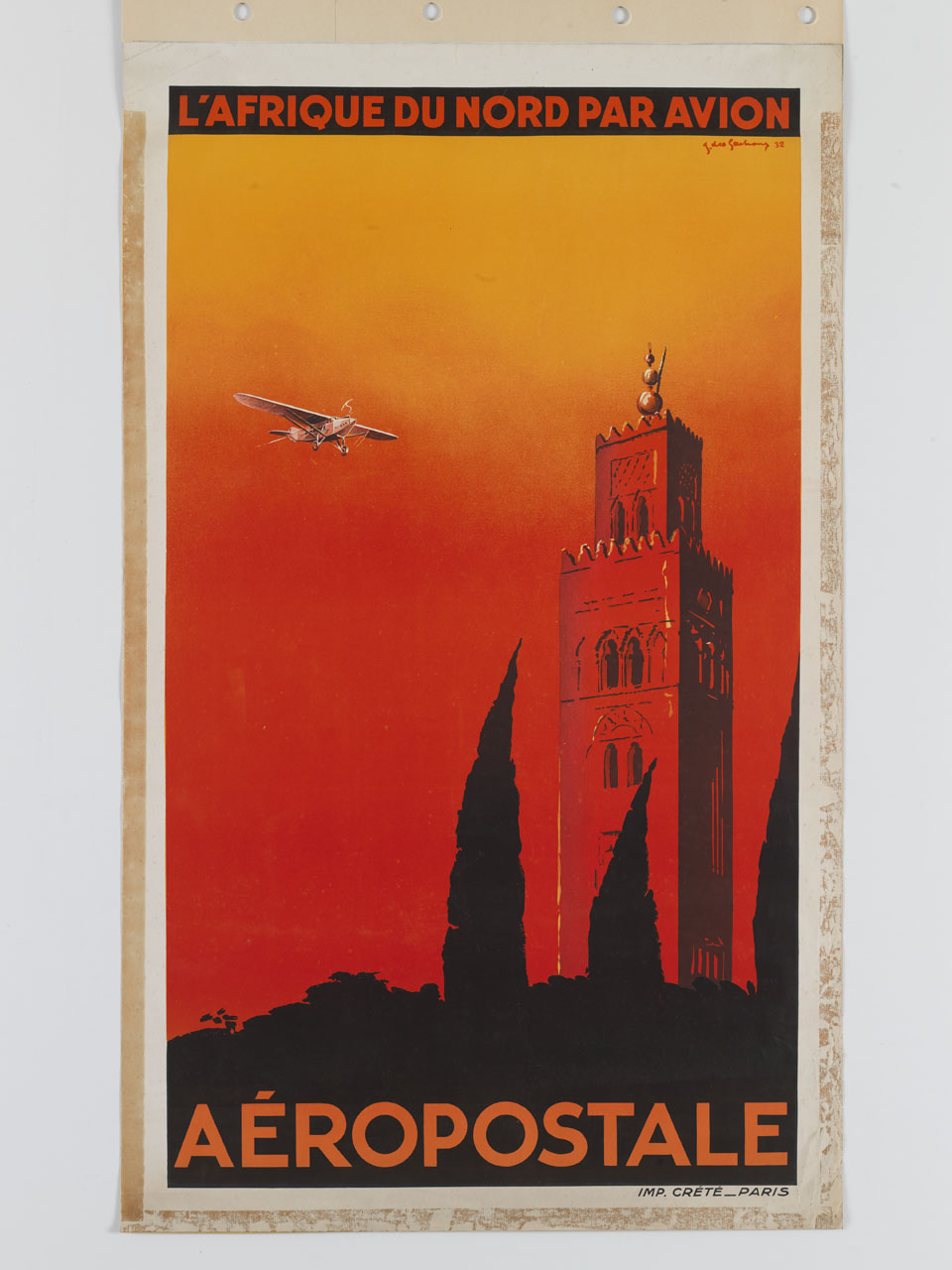 piccolo aeroplano sormonta un minareto (manifesto) di des Gachons Jacques (sec. XX)