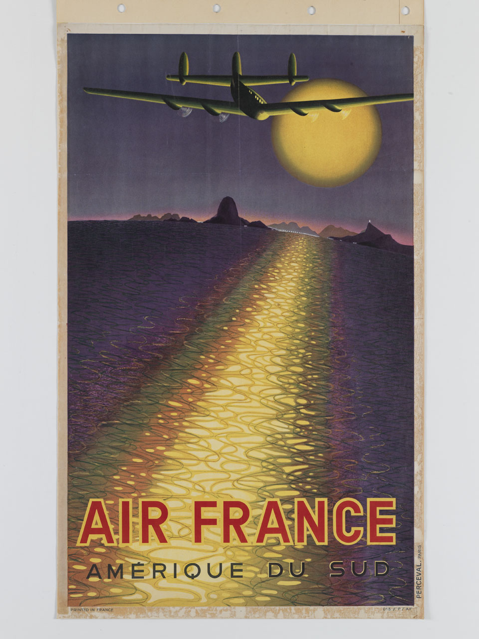 aereo in atterraggio su una pista luminosa in un paesaggio desertico (manifesto) - ambito francese (sec. XX)