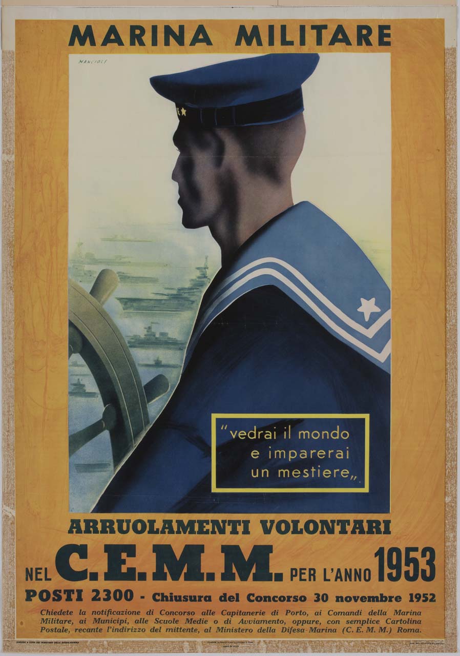 marinaio al timone (manifesto) di Mancioli Corrado (sec. XX)