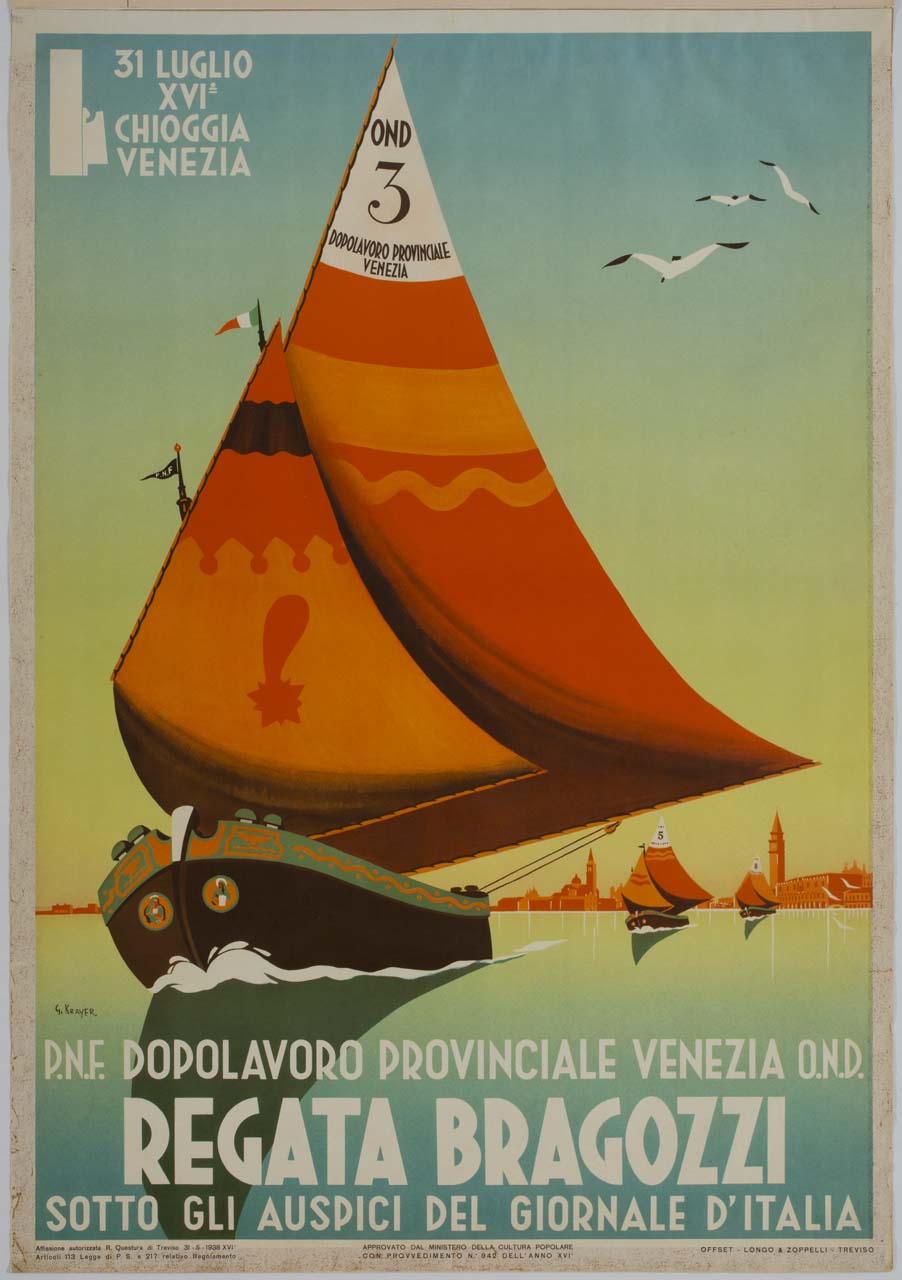 sanpierote con veduta di Venezia (manifesto) di Krayer Gino (sec. XX)