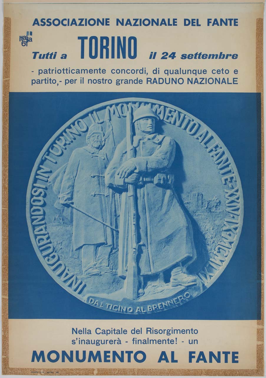 medaglia con riproduzione del Monumento al Fante di Torino (manifesto) - ambito italiano (sec. XX)