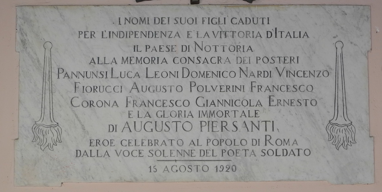 soggetto assente (lapide commemorativa ai caduti, opera isolata) - ambito Italia centrale (sec. XX)