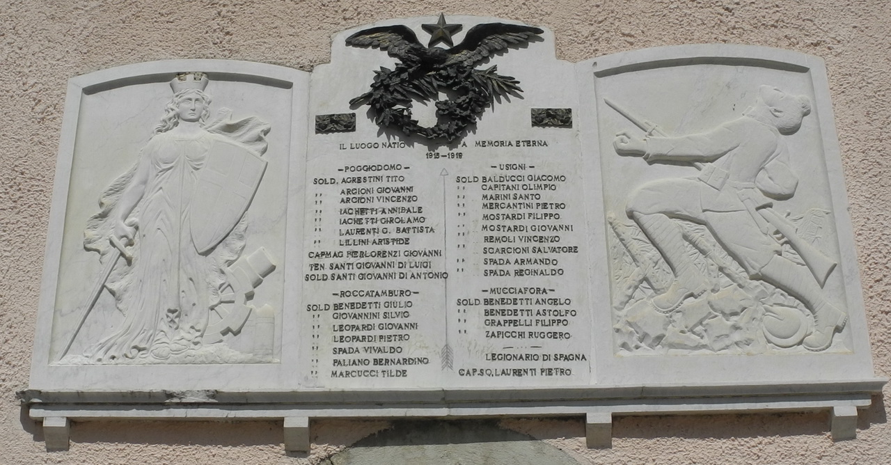 allegoria del sacrificio del soldato per la Patria (monumento ai caduti - a lapide, opera isolata) - ambito Italia centrale (sec. XX)