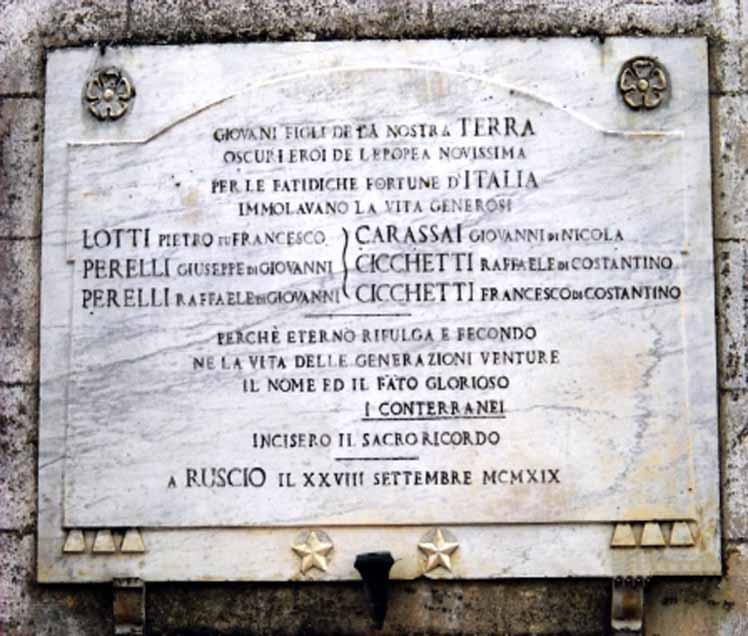 lapide commemorativa ai caduti - ambito italiano (sec. XX)