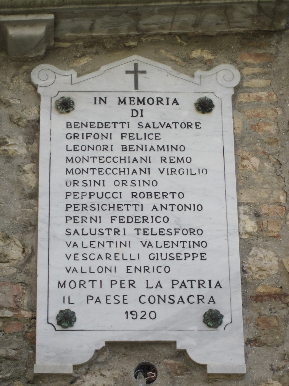 lapide commemorativa ai caduti - ambito italiano (sec. XX)