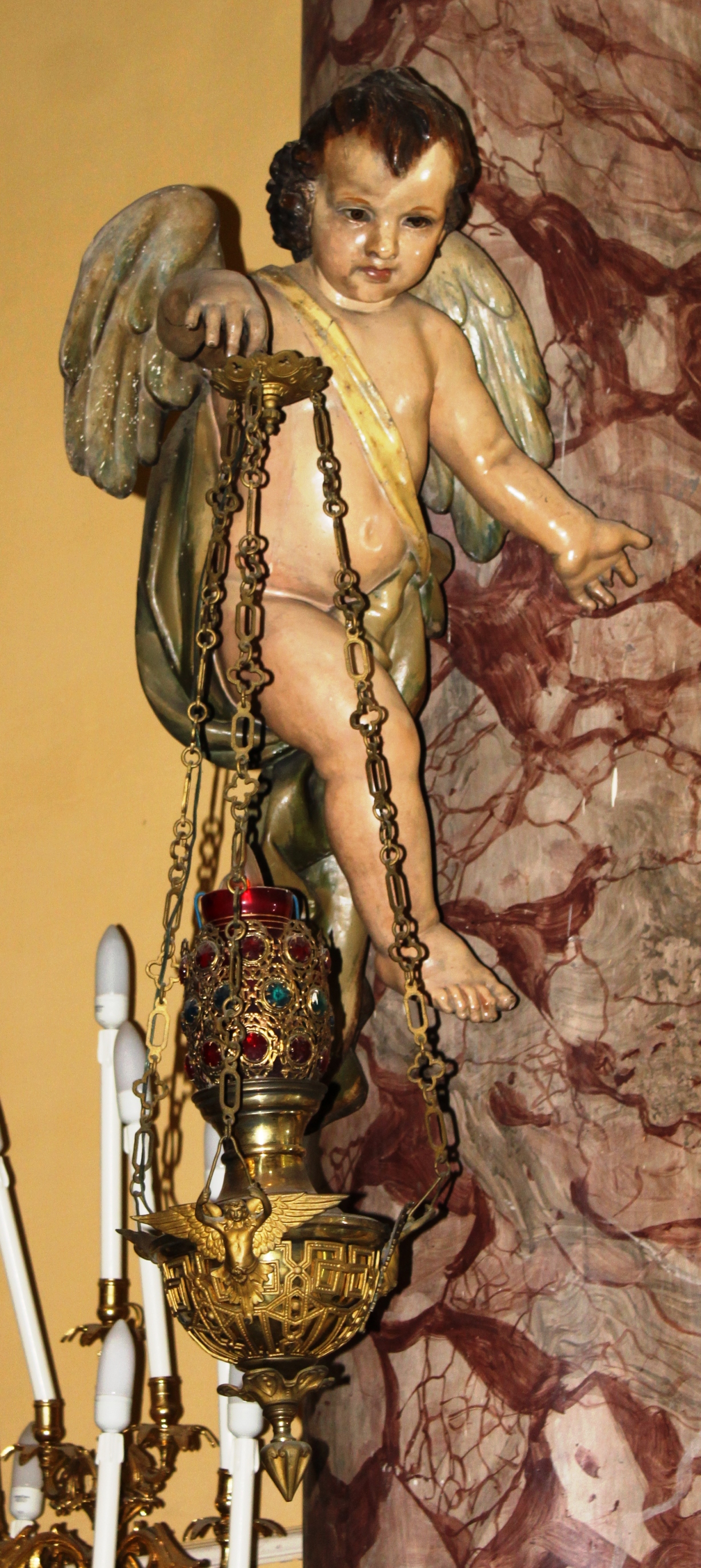 reggilampada, Angelo (sostegno per lampada pensile, paio) - ambito campano (inizio sec. XIX)