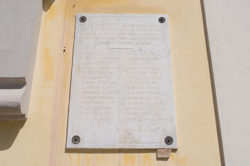 ai reduci di Stravignano (lapide commemorativa ai caduti) - ambito Italia centrale (sec. XX)