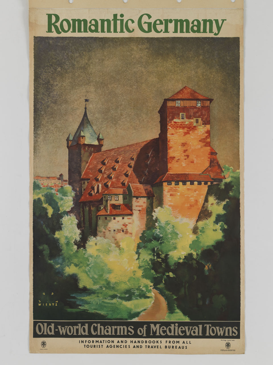 un sentiero conduce ad un castello immerso nel verde (manifesto) di Wiertz Jupp (sec. XX)