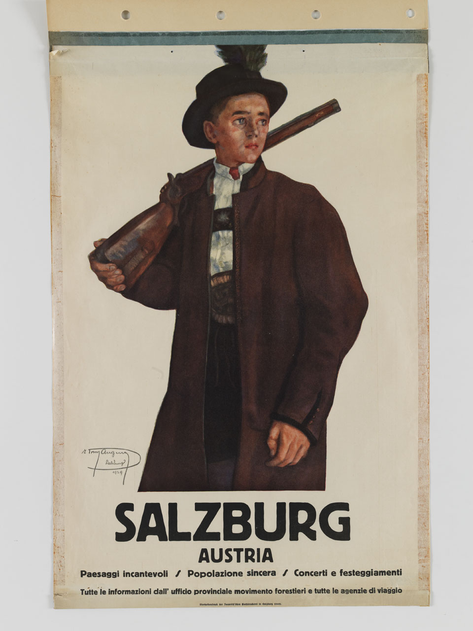 ragazzo in costume storico da Schützen (manifesto) di Augen Franz (sec. XX)