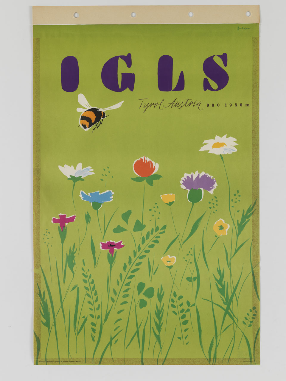 prato fiorito con ape in volo (manifesto) di Zelger Arthur (sec. XX)