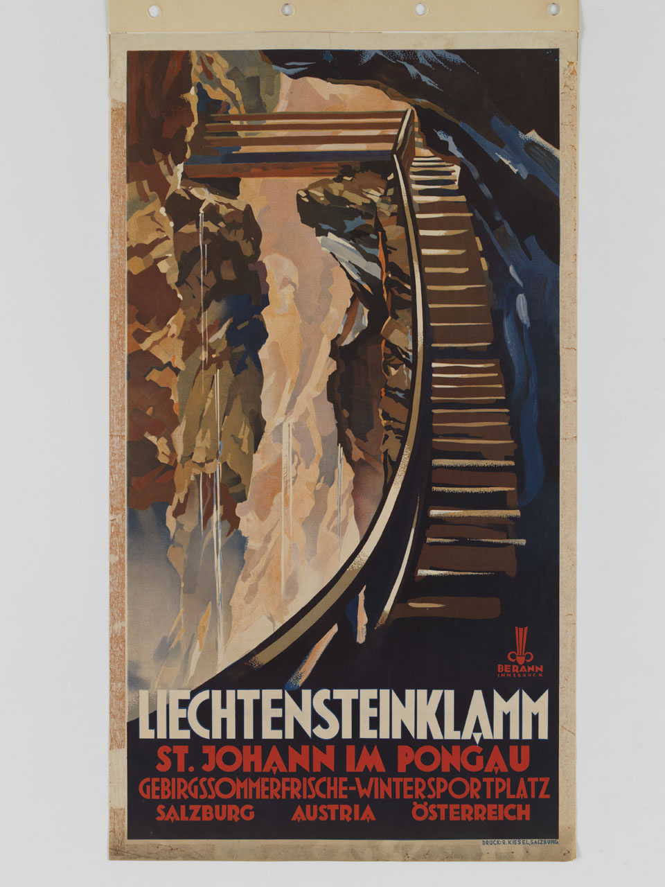 veduta della gola del Liechtensteinklamm nelle Alpi autriache (manifesto) di Berann Heinrich C (sec. XX)