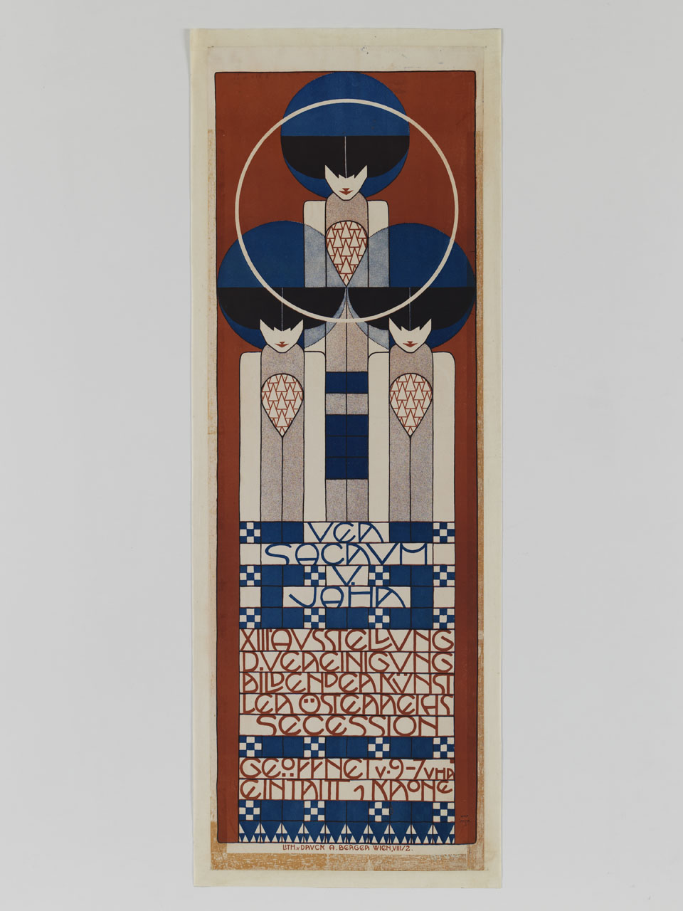 tre donne stilizzate e motivi geometrici (manifesto) di Moser Koloman (sec. XX)