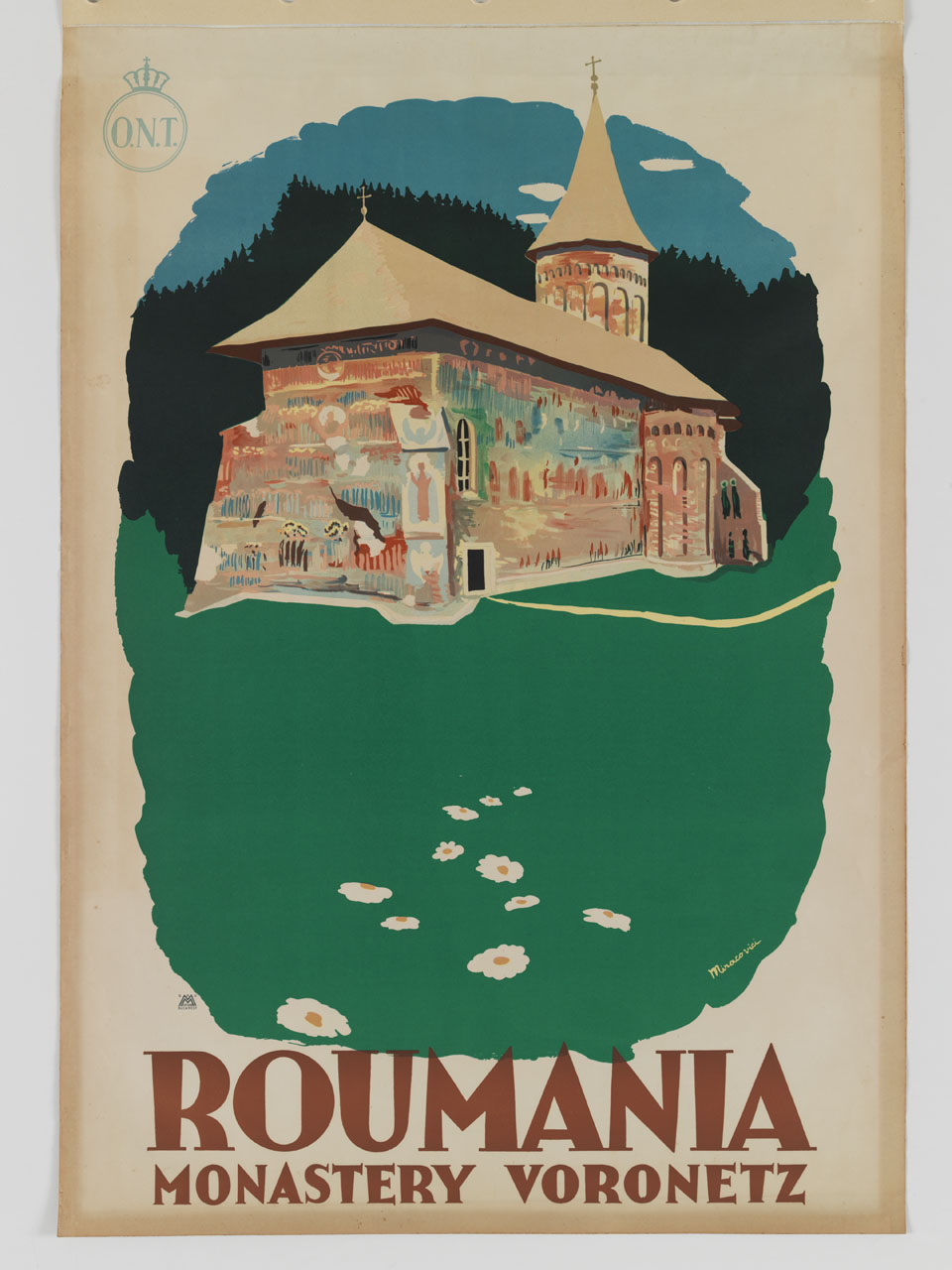 chiesa di San Giorgio del monastero di Voronet in Romania (manifesto) di Miracovici Paul (sec. XX)