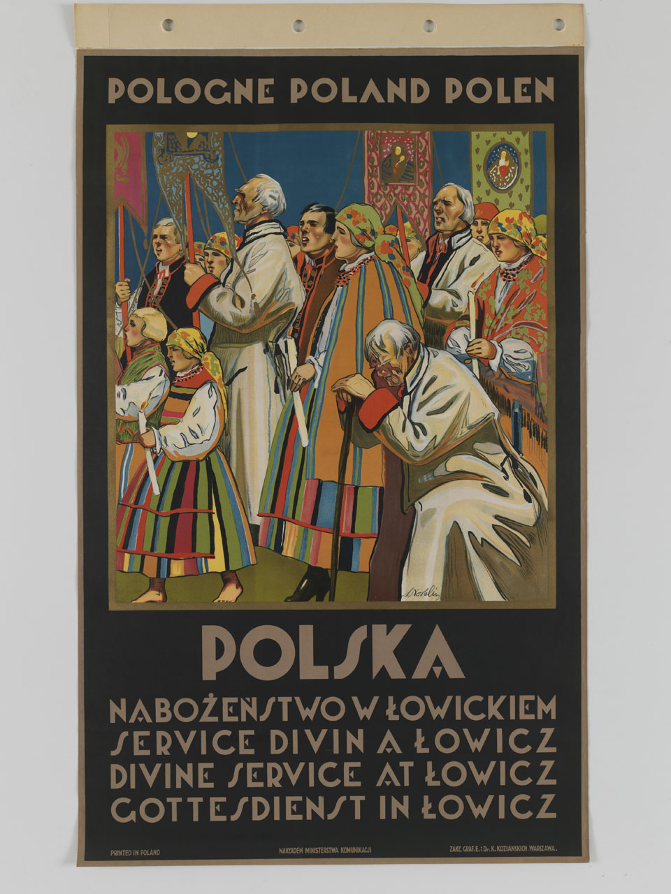 processione religiosa a Łowicz in Polonia (manifesto) di Norblin Stefan (sec. XX)