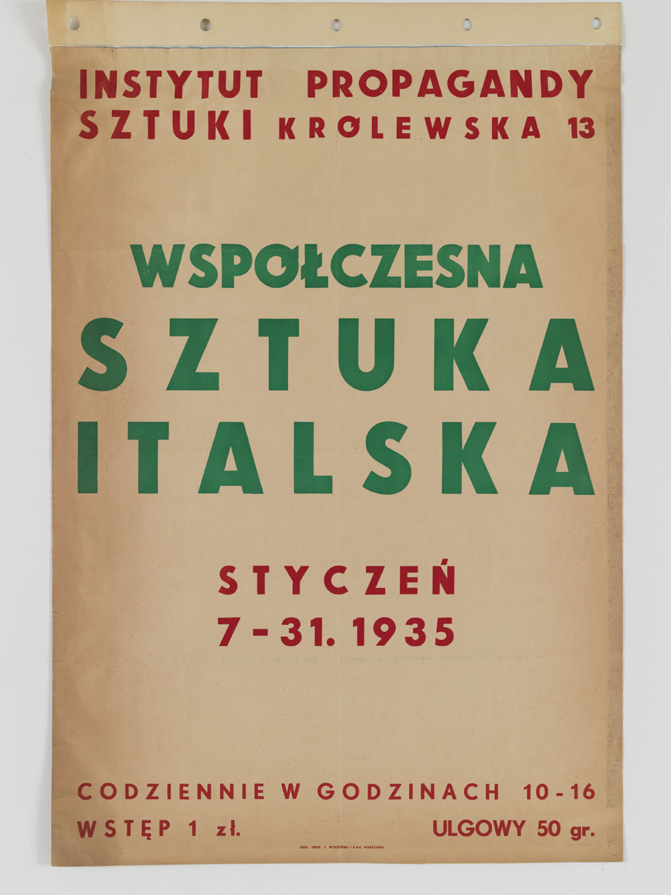 scritte pubblicitarie in verde e rosso (manifesto) - ambito polacco (sec. XX)