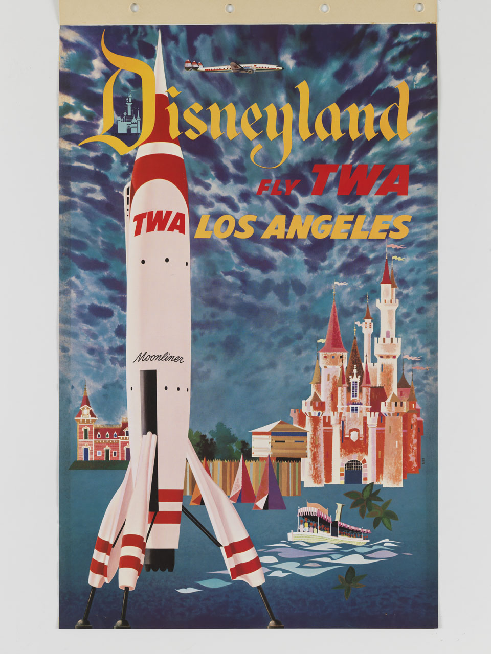 aeroplano in volo sopra il parco di divertimenti Disneyland di Anaheim (manifesto) di Klein David (sec. XX)