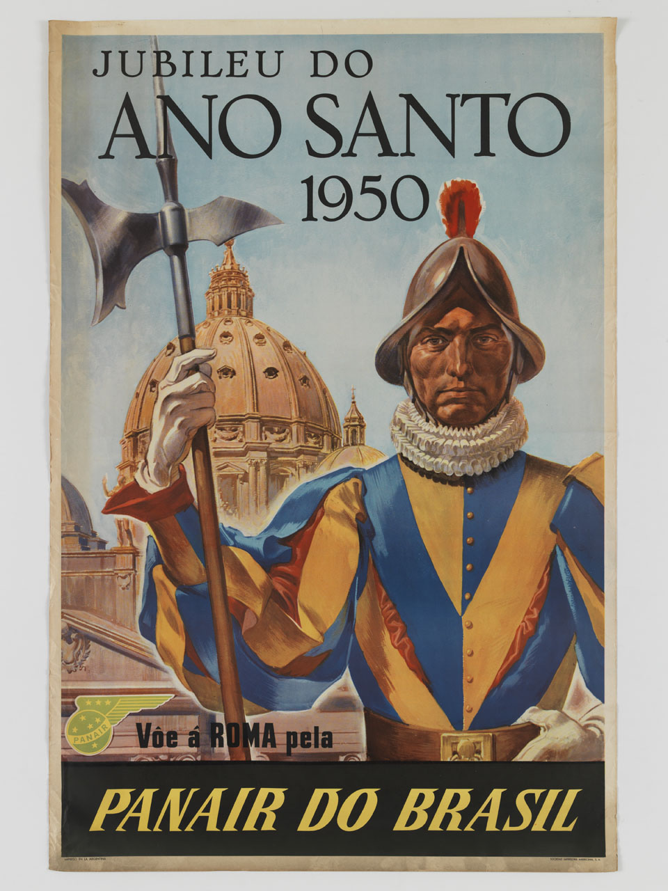 guardia svizzera con alabarda di fronte a San Pietro (manifesto) - ambito americano (sec. XX)