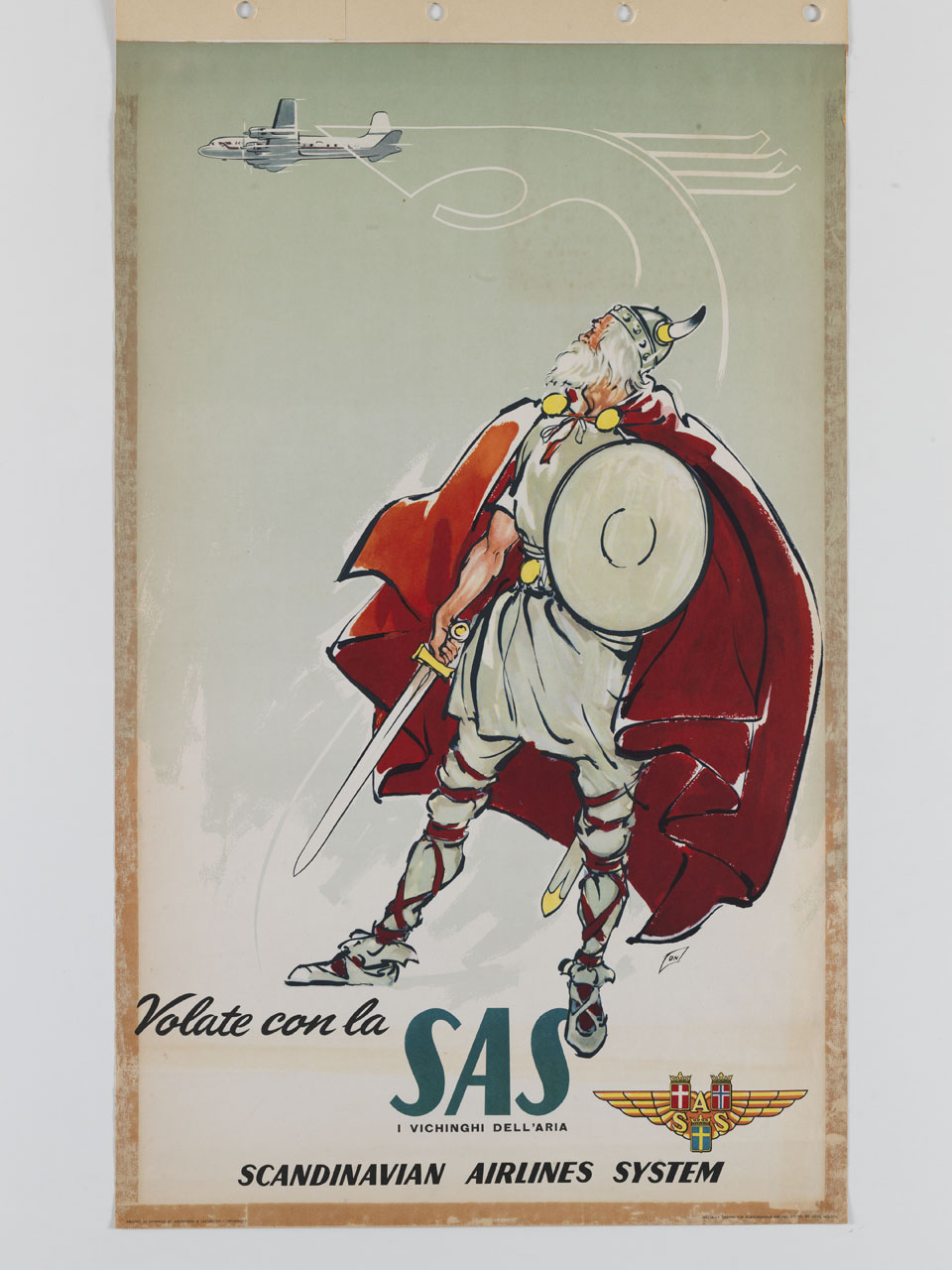 aereo sorvola un guerriero vichingo (manifesto) di Nielsen Otto (sec. XX)