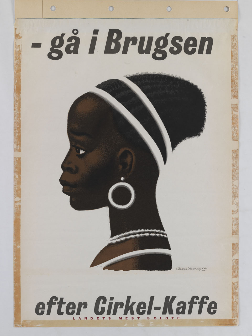 profilo di donna di colore con nastro bianco nei capelli (manifesto) di Sikker Hansen Aage (sec. XX)