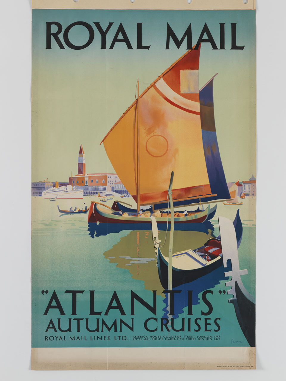 barche a vela e gondole nella laguna antistante piazza San Marco (manifesto) di Padden - ambito inglese (sec. XX)