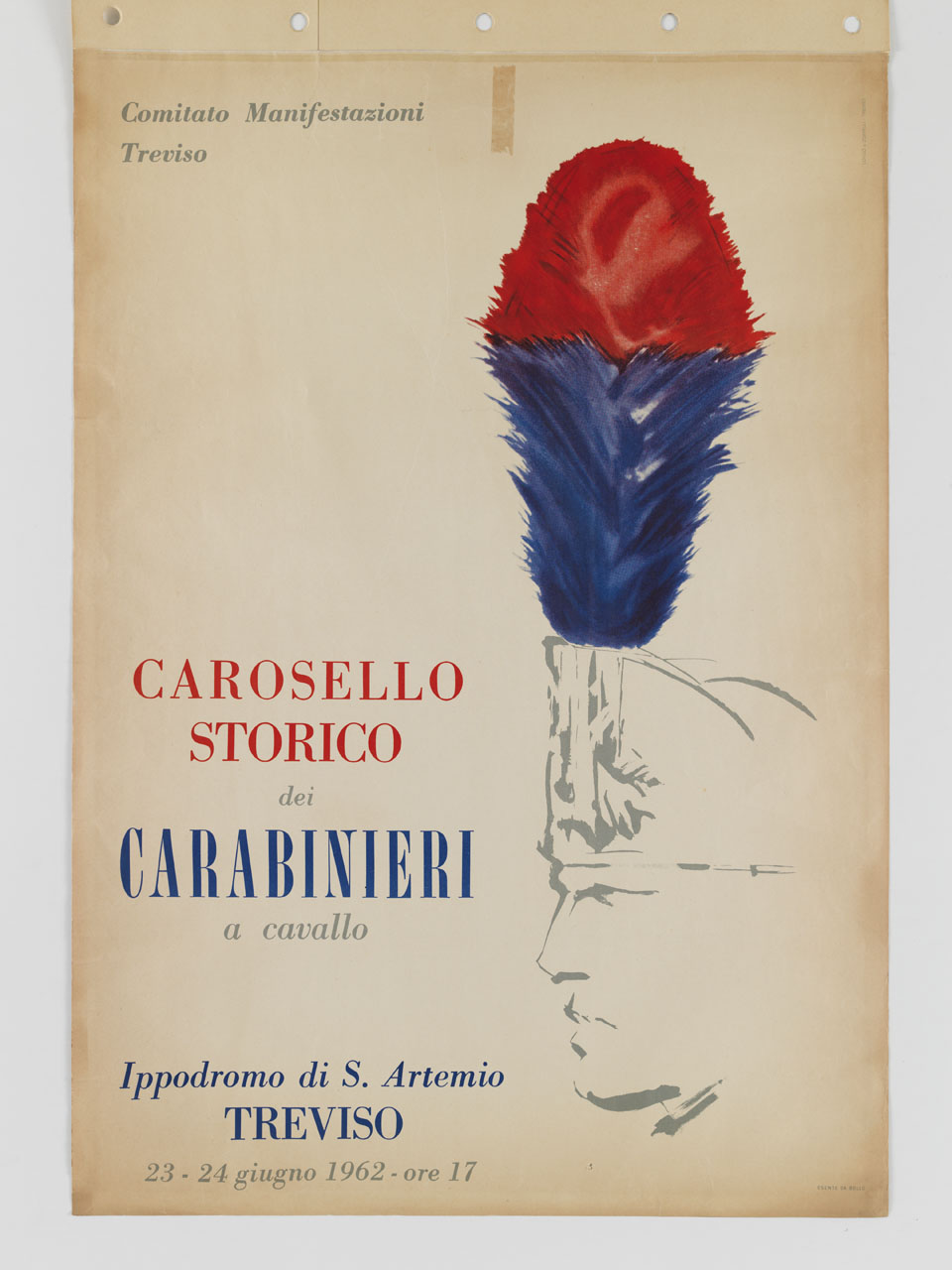 profilo di carabiniere con cappello piumato (manifesto) - ambito trevigiano (sec. XX)