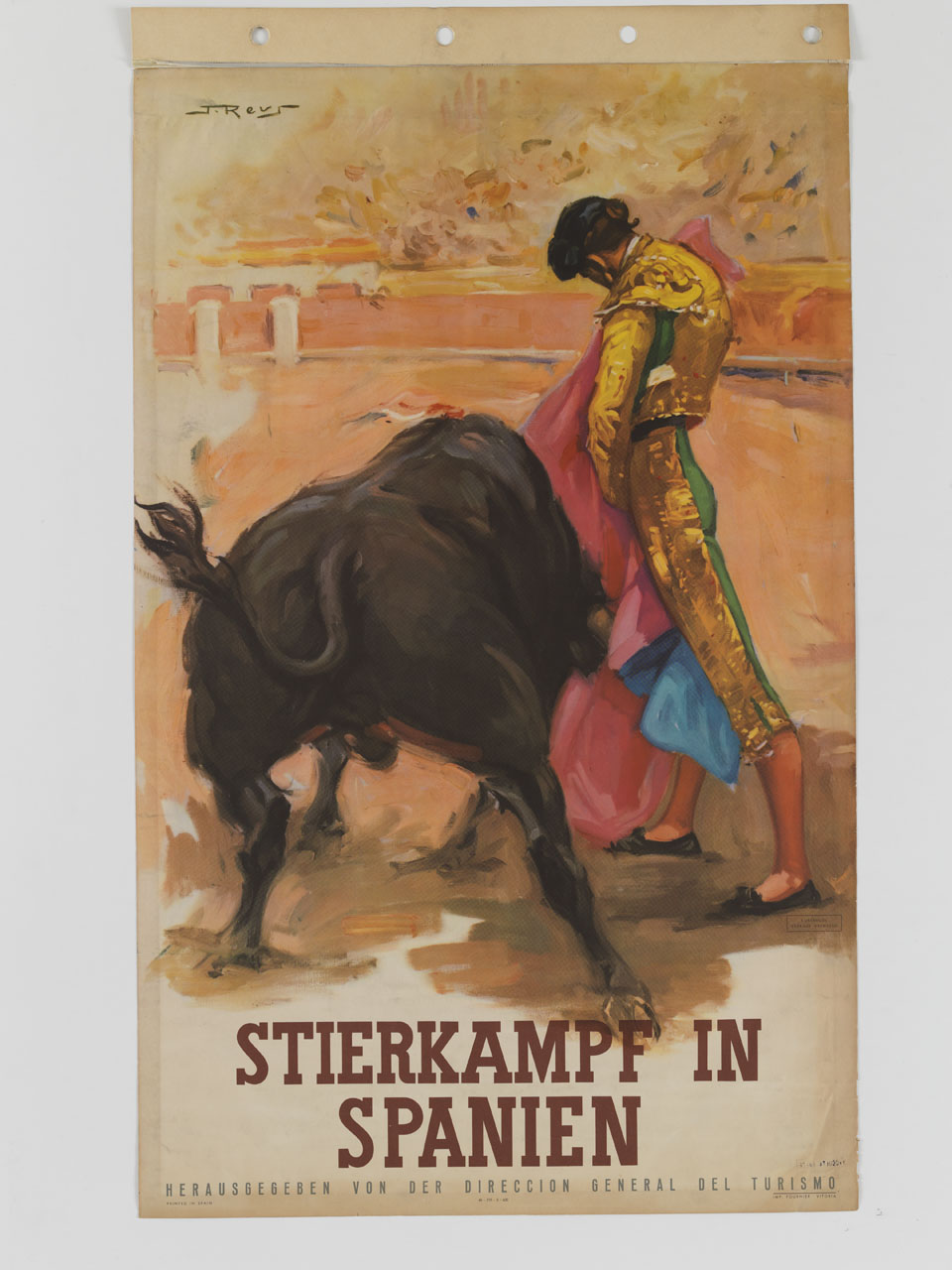 torero affronta un toro nell'arena (manifesto) di Reus Parra Juan (sec. XX)