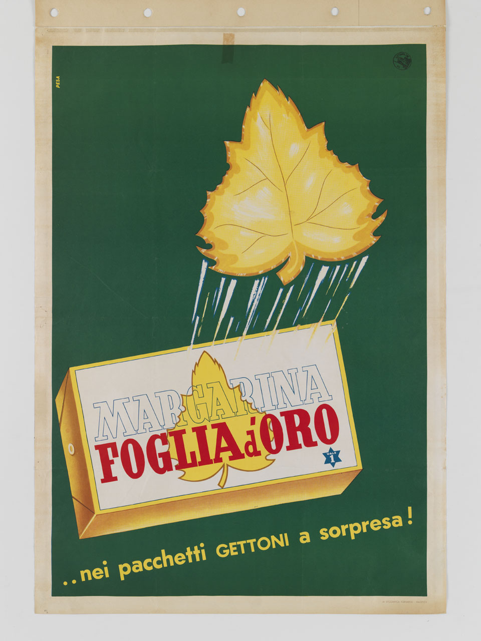 confezione di margarina promana foglia d'oro (manifesto) di Pesavento Gino (sec. XX)