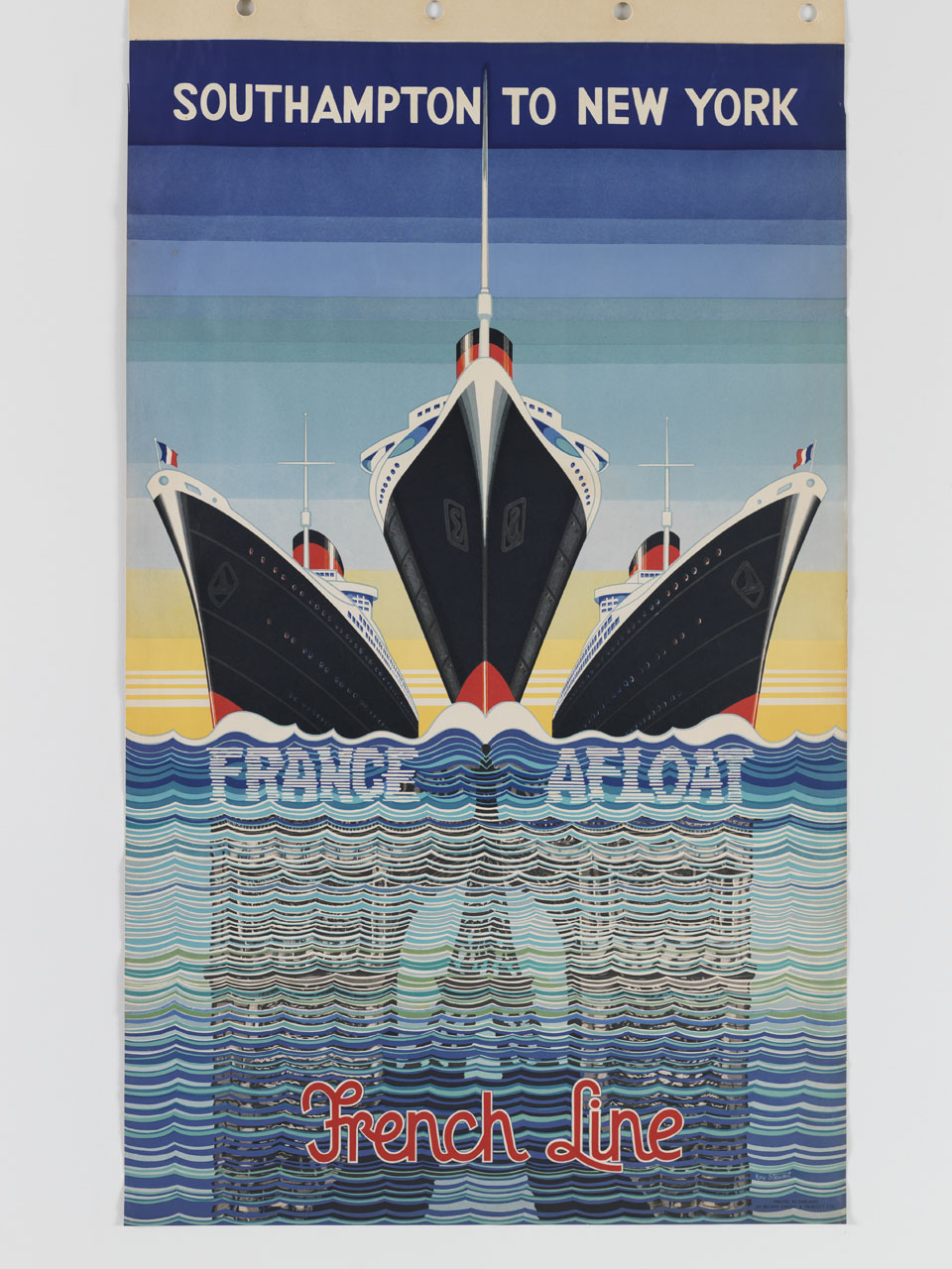 tre transatlantici in navigazione (manifesto) di Steward Kay - ambito inglese (sec. XX)