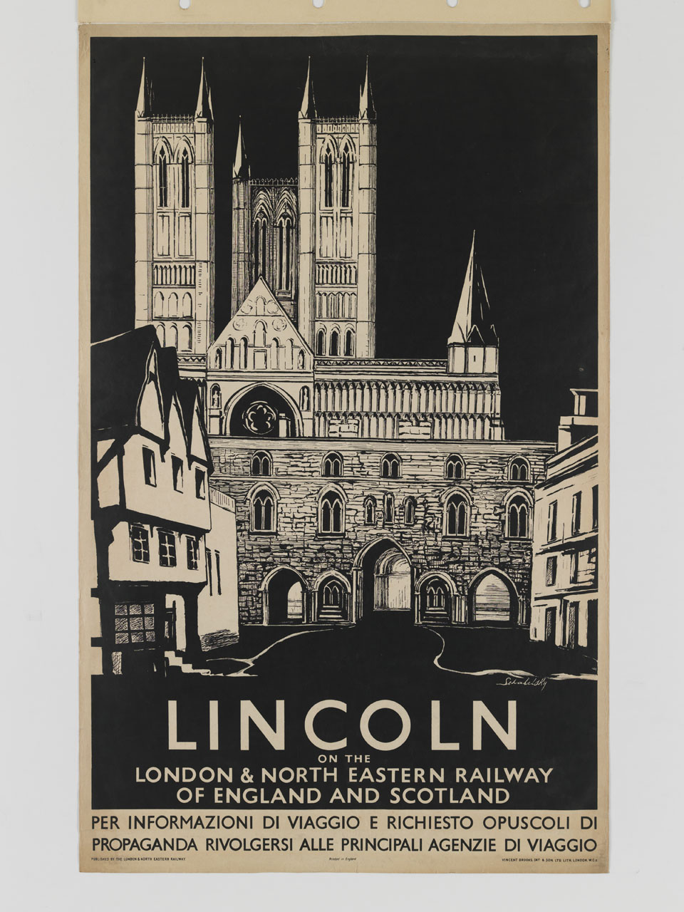Castle Square sullo sfondo della Cattedrale di Lincoln (manifesto) di Schabelsky (sec. XX)