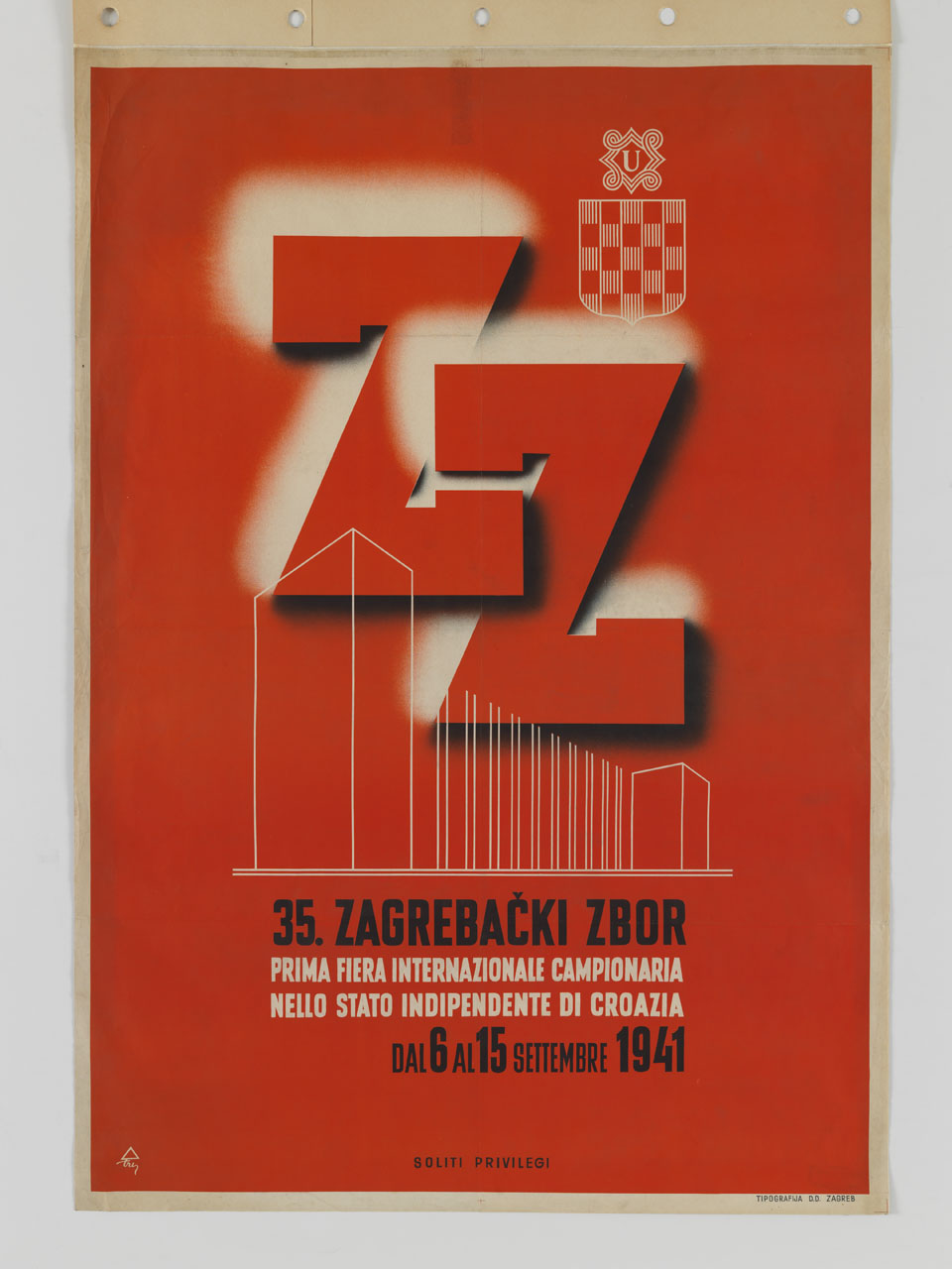 composizione astratta con lettere Z intrecciate (manifesto) - ambito croato (sec. XX)