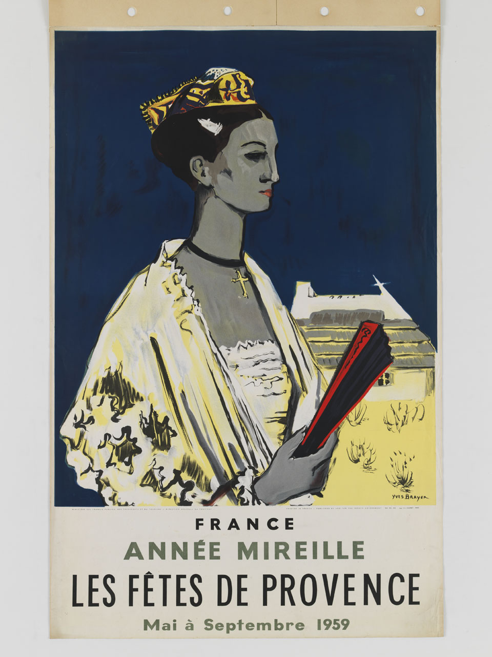 Mirèio con ventaglio sullo sfondo di una casa provenzale (manifesto) di Brayer Yves (sec. XX)