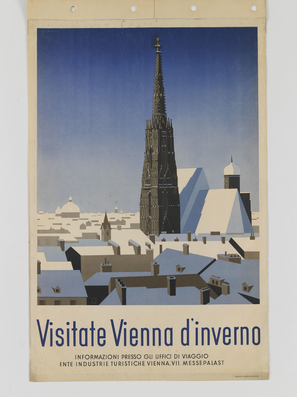 la Cattedrale di Santo Stefano sui tetti innevati di Vienna (manifesto) di Wagner Alexander (sec. XX)