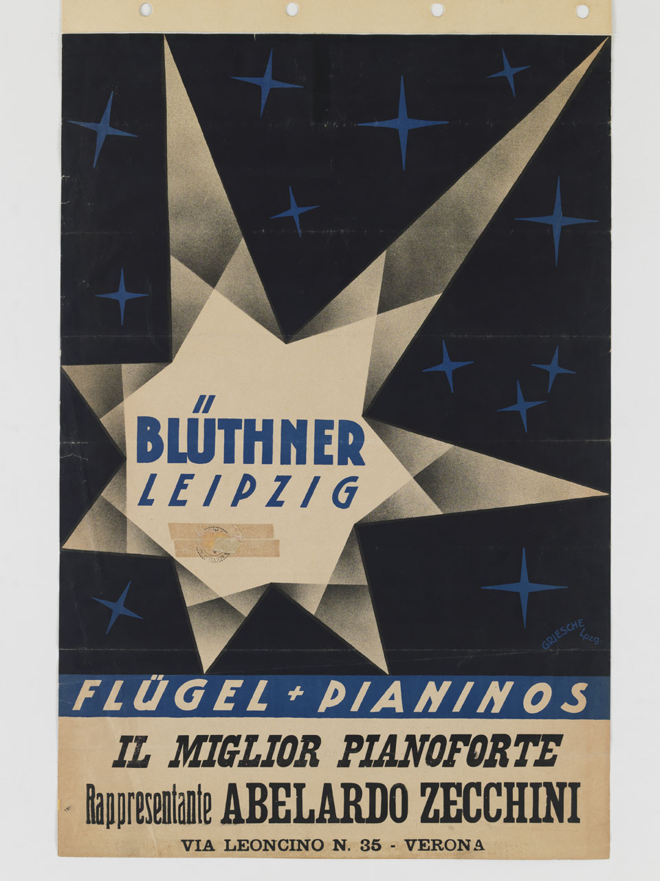 composizione di stelle bianche e blu (manifesto) di Griesche - ambito tedesco (sec. XX)