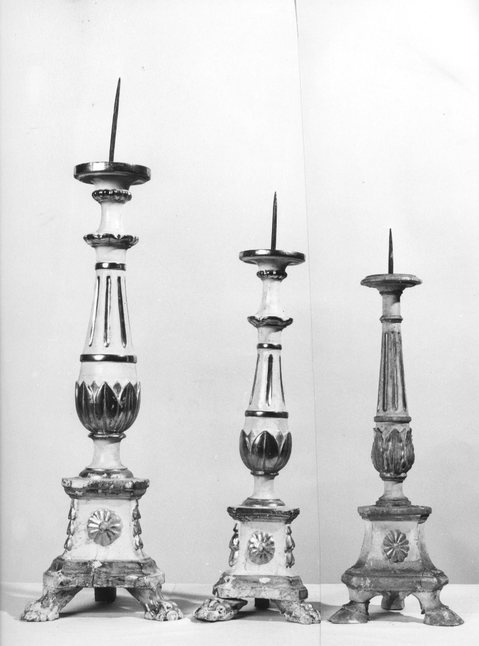 candeliere, serie - manifattura toscana (fine/ inizio secc. XVIII/ XIX)