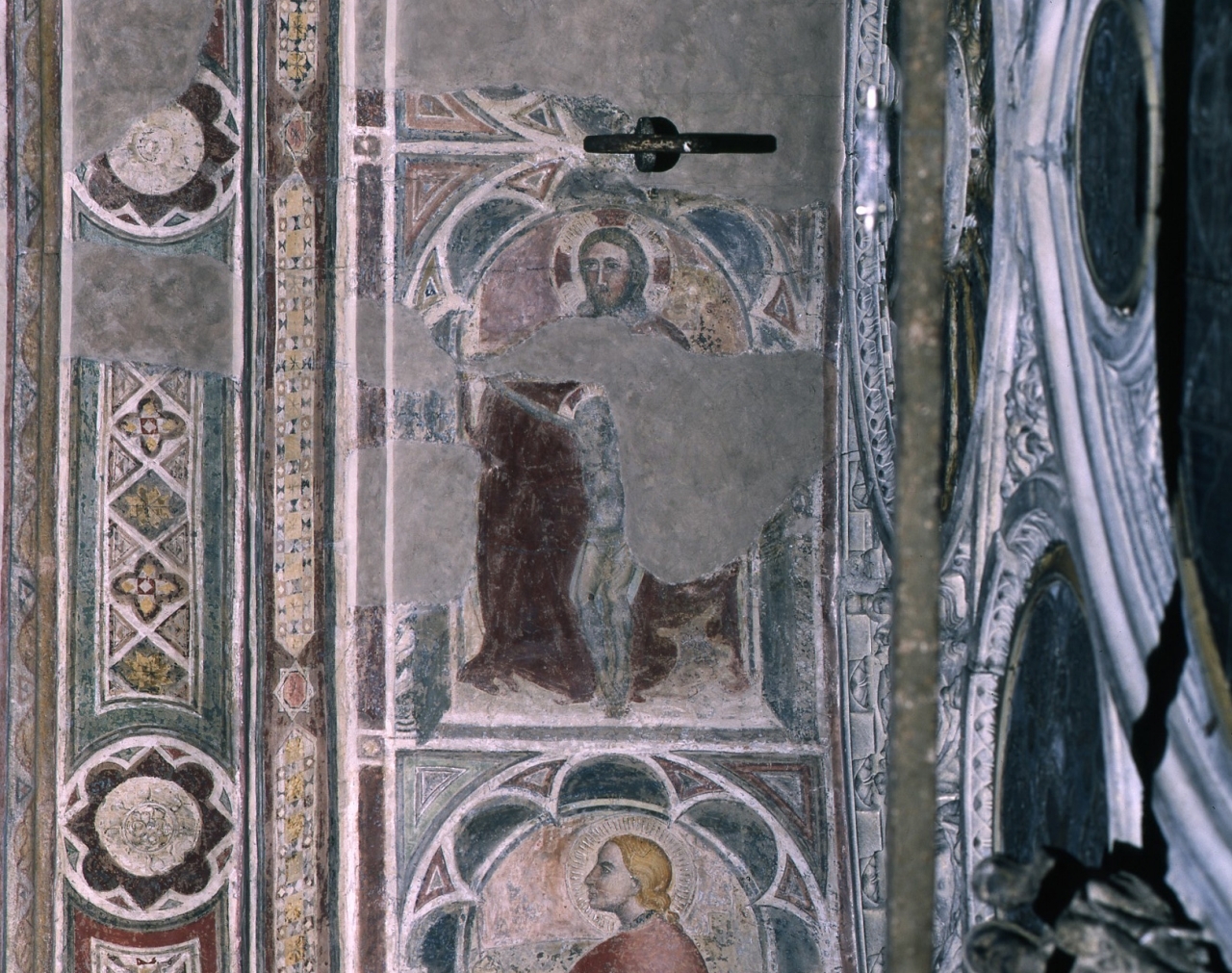 Trinità (dipinto murale) - scuola fiorentina (fine/ inizio secc. XIV/ XV)