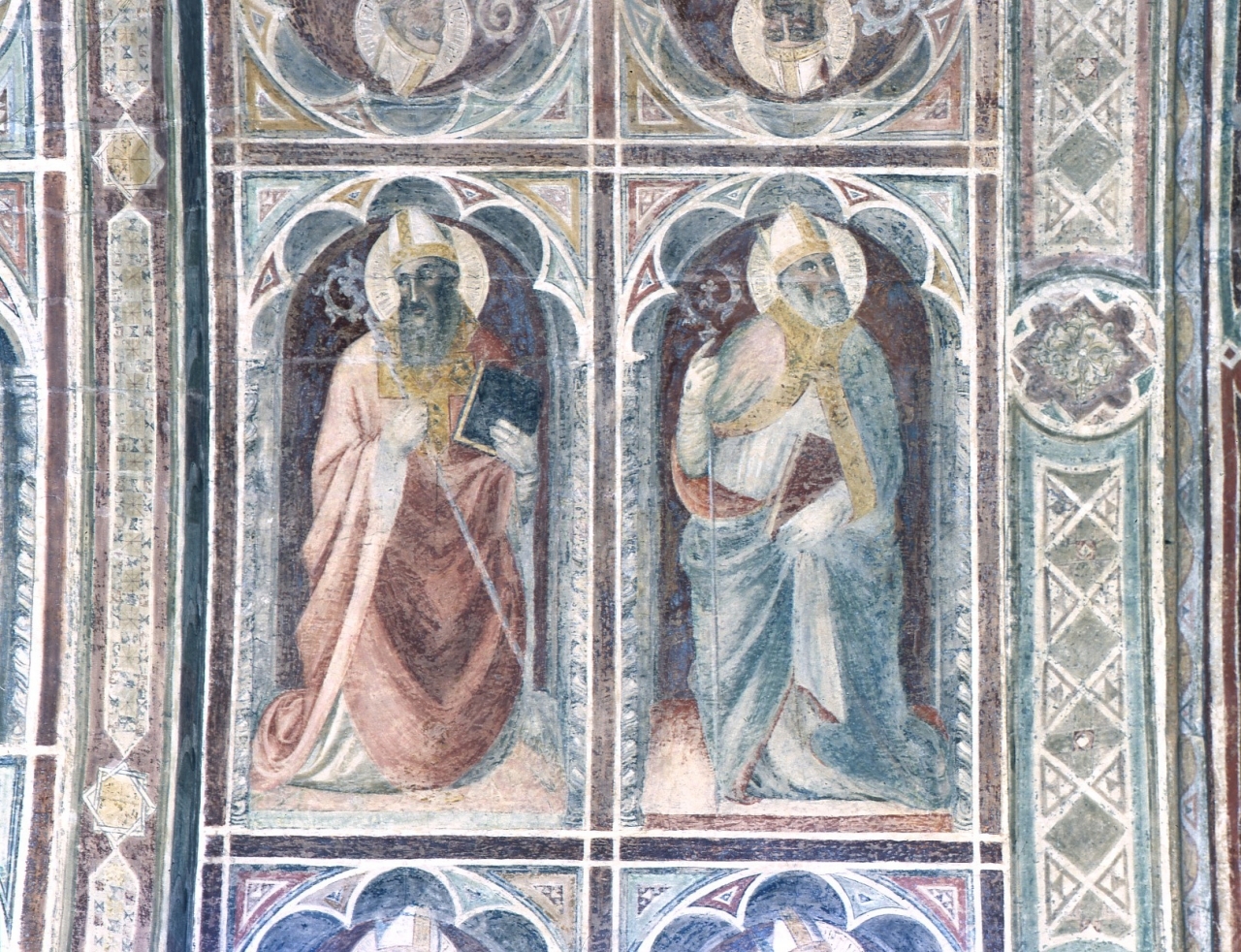 Santi vescovi (dipinto murale) - scuola fiorentina (fine/ inizio secc. XIV/ XV)