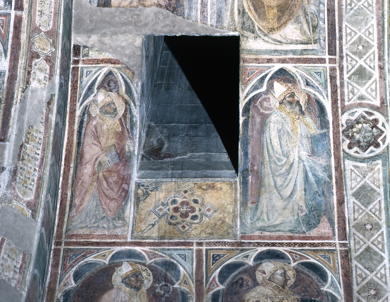 Santi vescovi (dipinto murale) - scuola fiorentina (fine/ inizio secc. XIV/ XV)