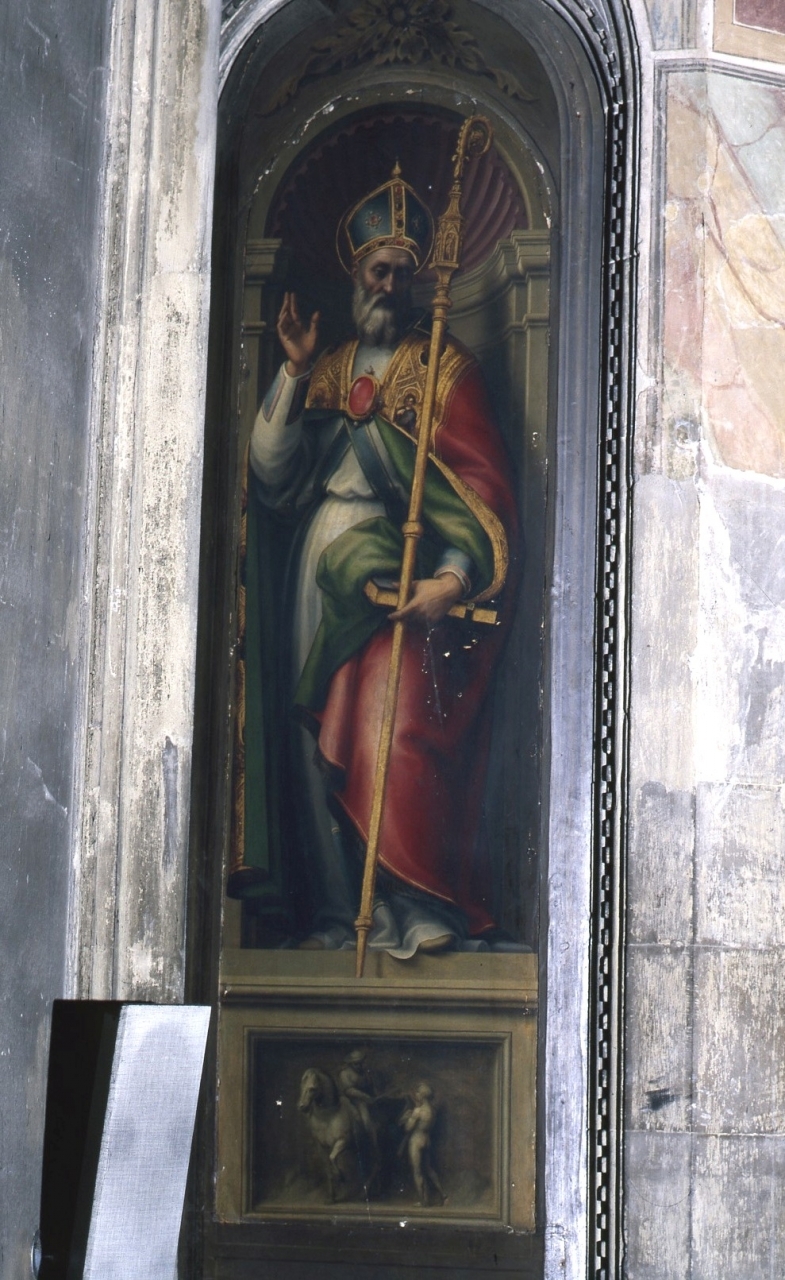 San Martino/ San Martino divide il mantello con il povero (dipinto) di Sogliani Giovanni Antonio (attribuito) (primo quarto sec. XVI)