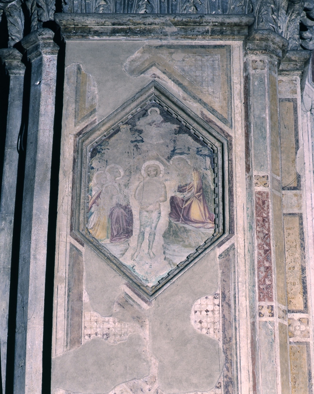 Battesimo di Cristo (dipinto murale staccato) di Gerini Niccolò di Pietro (attribuito) (inizio sec. XV)