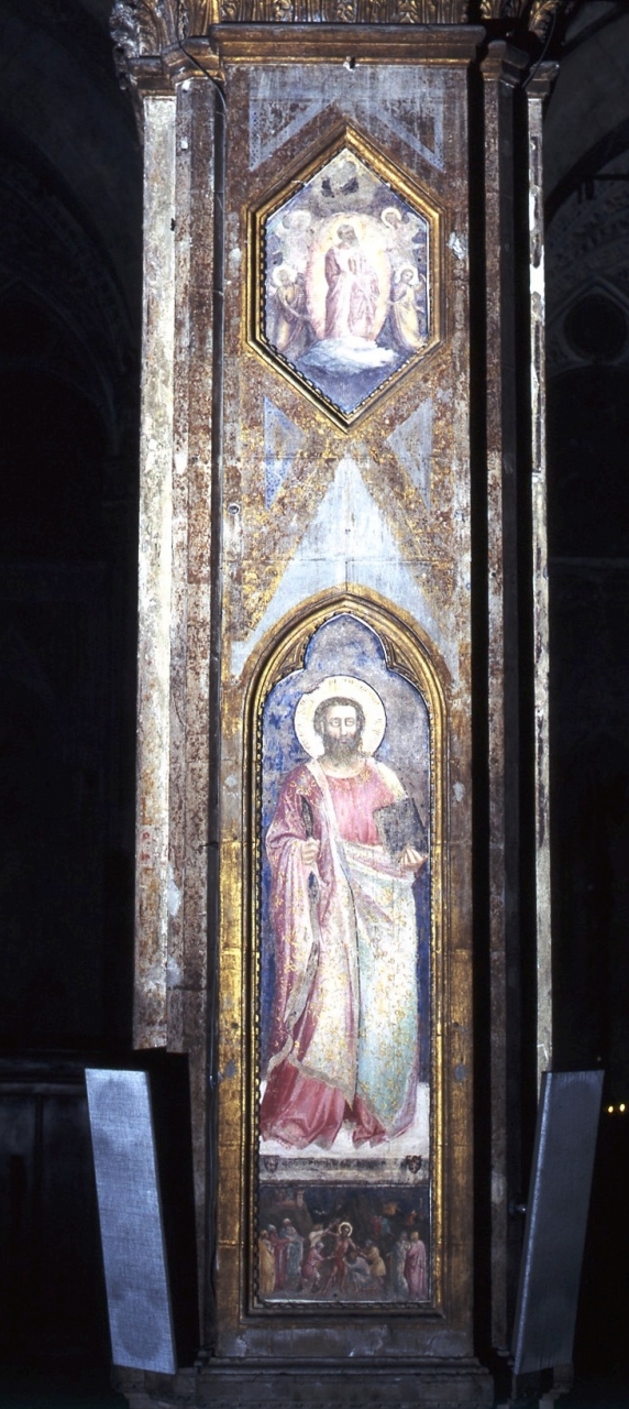 martirio di San Bartolomeo/ San Bartolomeo (dipinto murale staccato) di Bonsi Giovanni detto Giovanni da Firenze (sec. XIV)