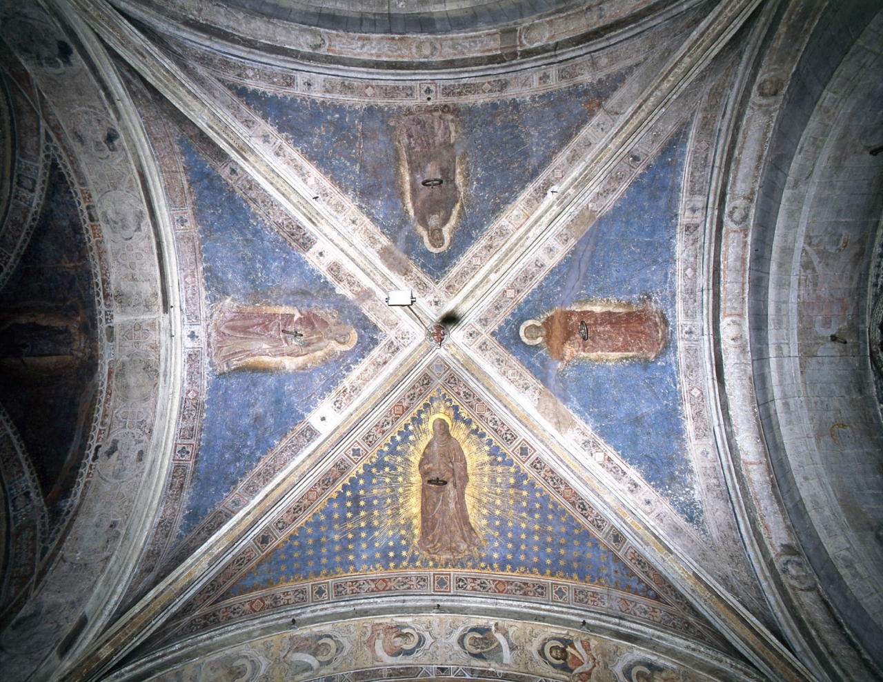 Maria Vergine/ Santa Maria Maddalena/ Sant'Anna/ Santa Caterina d'Alessandria (dipinto murale, ciclo) di Mariotto di Nardo (fine sec. XIV)