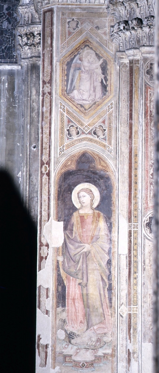 San Gabriele Arcangelo/ Santa Margherita d'Antiochia (dipinto murale) - scuola fiorentina (inizio sec. XV)